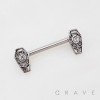 COFFIN-SHAPED ENDS WITH A SPIDER WEB PATTERN 316L SURGICAL STEEL NIPPLE RING